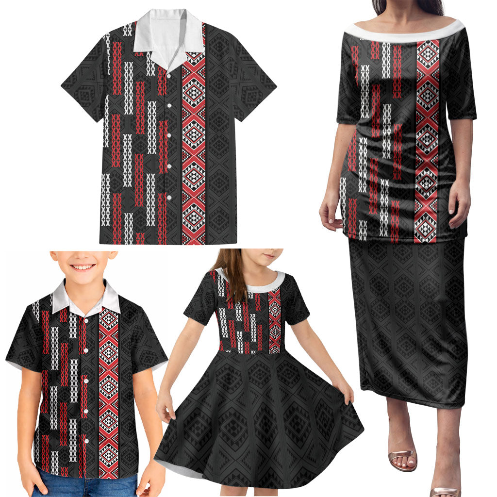 Roimata Toroa Maori Taniko Inspired New Zealand Family Matching Puletasi and Hawaiian Shirt LT14 - Polynesian Pride
