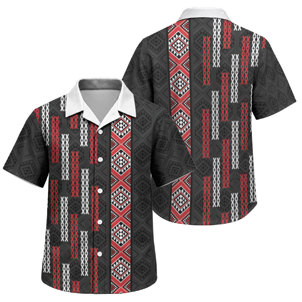 Roimata Toroa Maori Taniko Inspired New Zealand Family Matching Puletasi and Hawaiian Shirt LT14 Son's Shirt Black - Polynesian Pride
