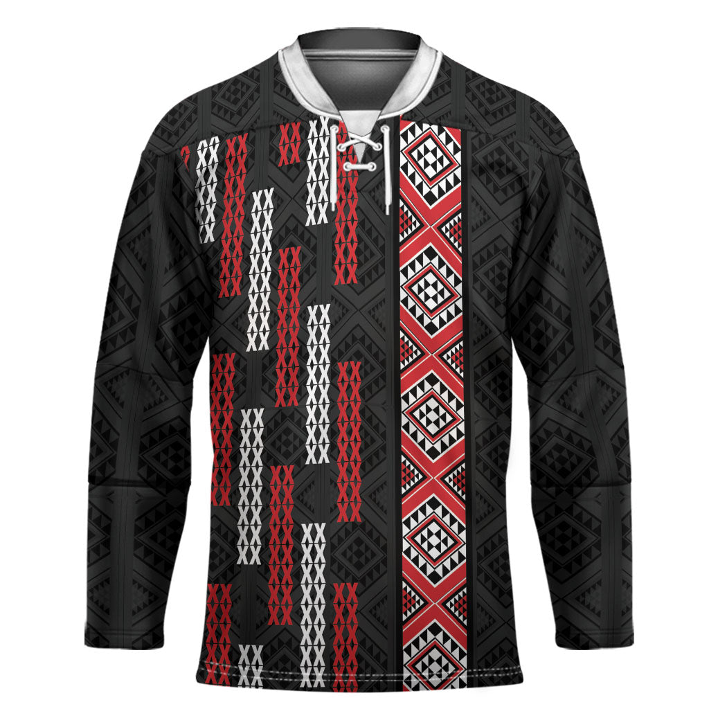 Roimata Toroa Maori Taniko Inspired New Zealand Hockey Jersey LT14 Unisex Black - Polynesian Pride