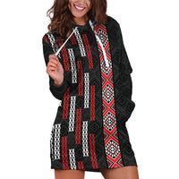 Roimata Toroa Maori Taniko Inspired New Zealand Hoodie Dress LT14 Black - Polynesian Pride
