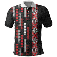 Roimata Toroa Maori Taniko Inspired New Zealand Polo Shirt LT14 Black - Polynesian Pride