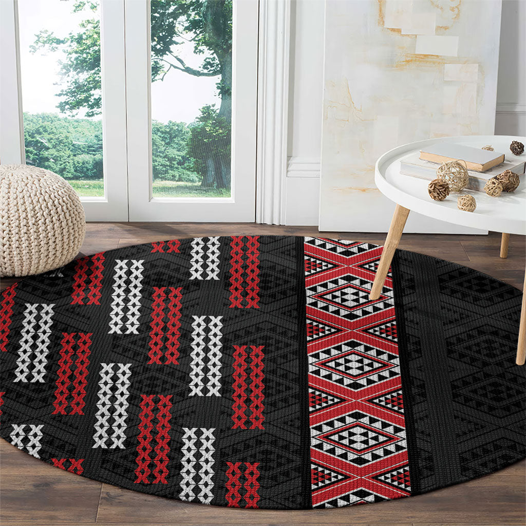 Roimata Toroa Maori Taniko Inspired New Zealand Round Carpet LT14 - Polynesian Pride