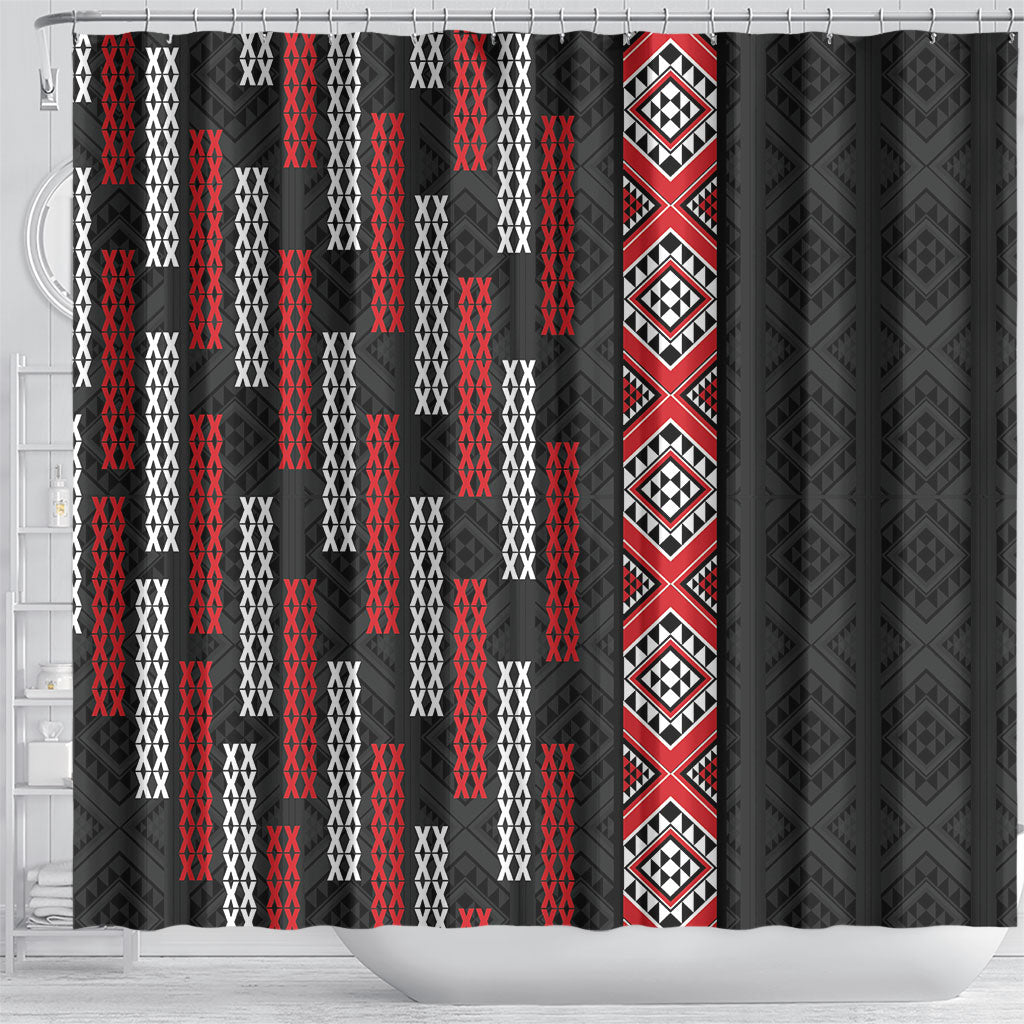 Roimata Toroa Maori Taniko Inspired New Zealand Shower Curtain LT14 - Polynesian Pride