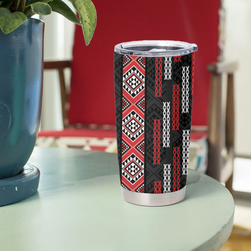 Roimata Toroa Maori Taniko Inspired New Zealand Tumbler Cup LT14 - Polynesian Pride