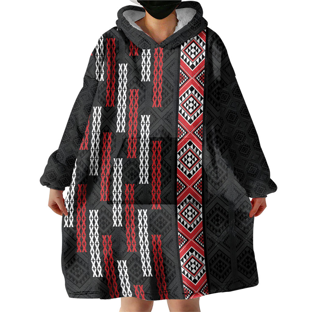 Roimata Toroa Maori Taniko Inspired New Zealand Wearable Blanket Hoodie LT14 - Polynesian Pride