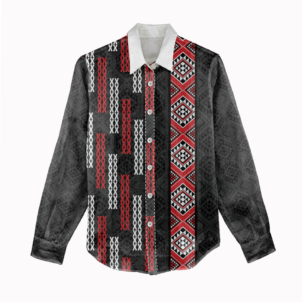 Roimata Toroa Maori Taniko Inspired New Zealand Women Casual Shirt LT14 - Polynesian Pride