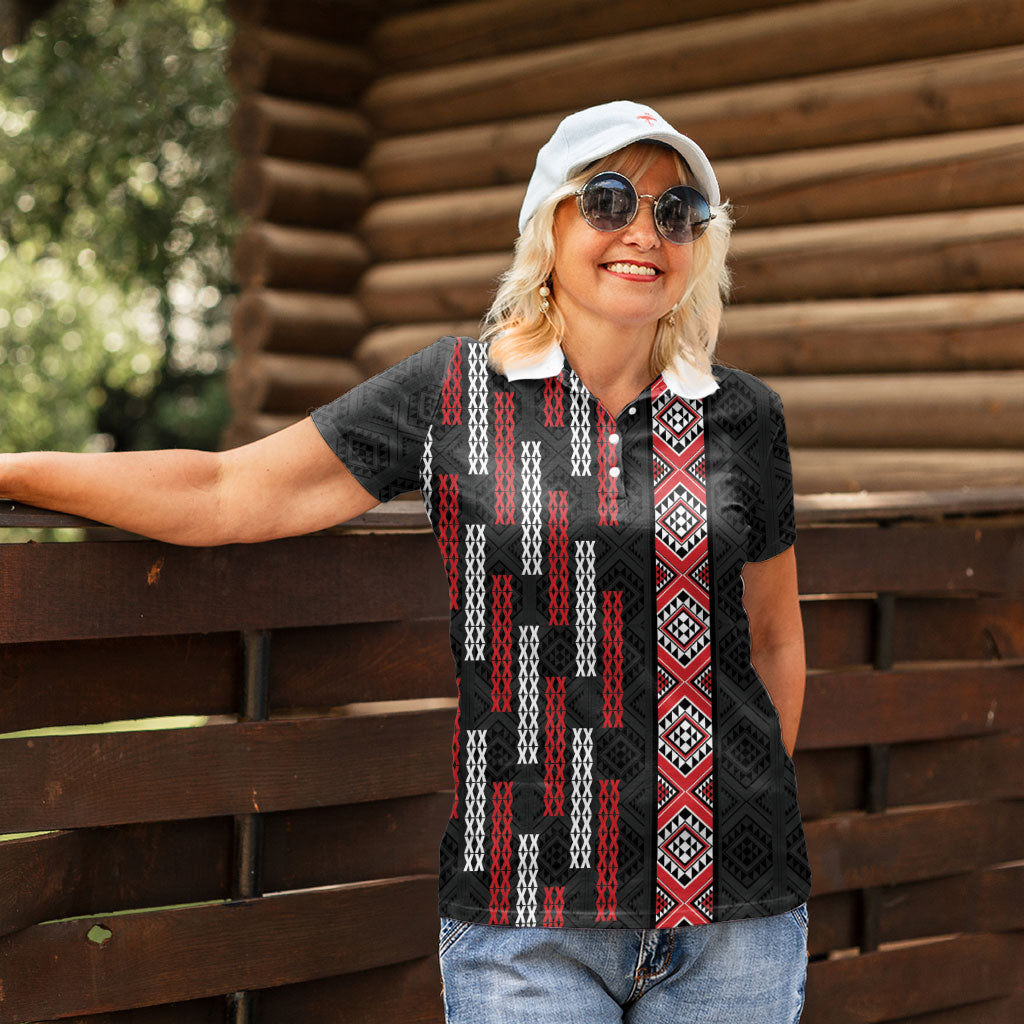 Roimata Toroa Maori Taniko Inspired New Zealand Women Polo Shirt LT14 - Polynesian Pride
