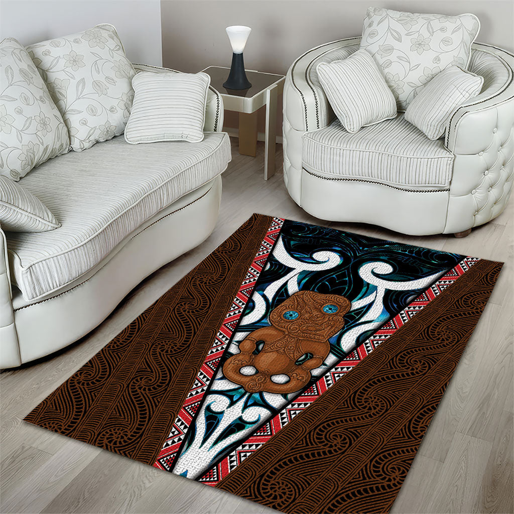 New Zealand Whakairo Area Rug Tiki Maori Carving Taniko Motifs LT14 - Polynesian Pride