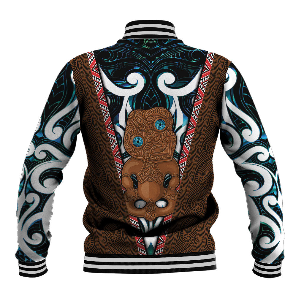 New Zealand Whakairo Baseball Jacket Tiki Maori Carving Taniko Motifs LT14 - Polynesian Pride