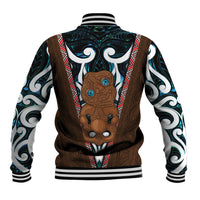 New Zealand Whakairo Baseball Jacket Tiki Maori Carving Taniko Motifs LT14 - Polynesian Pride