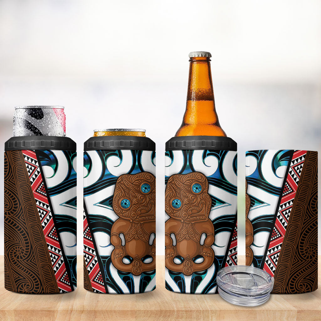 New Zealand Whakairo 4 in 1 Can Cooler Tumbler Tiki Maori Carving Taniko Motifs LT14 - Polynesian Pride