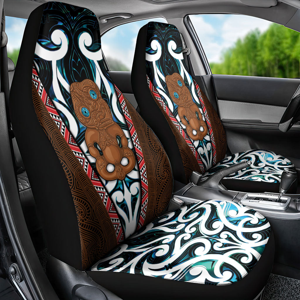 New Zealand Whakairo Car Seat Cover Tiki Maori Carving Taniko Motifs LT14 - Polynesian Pride