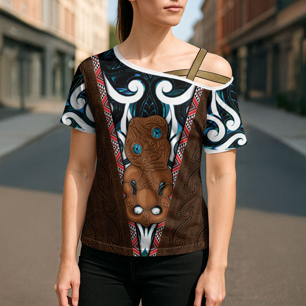 New Zealand Whakairo Cross Shoulder Shirt Tiki Maori Carving Taniko Motifs LT14 - Polynesian Pride