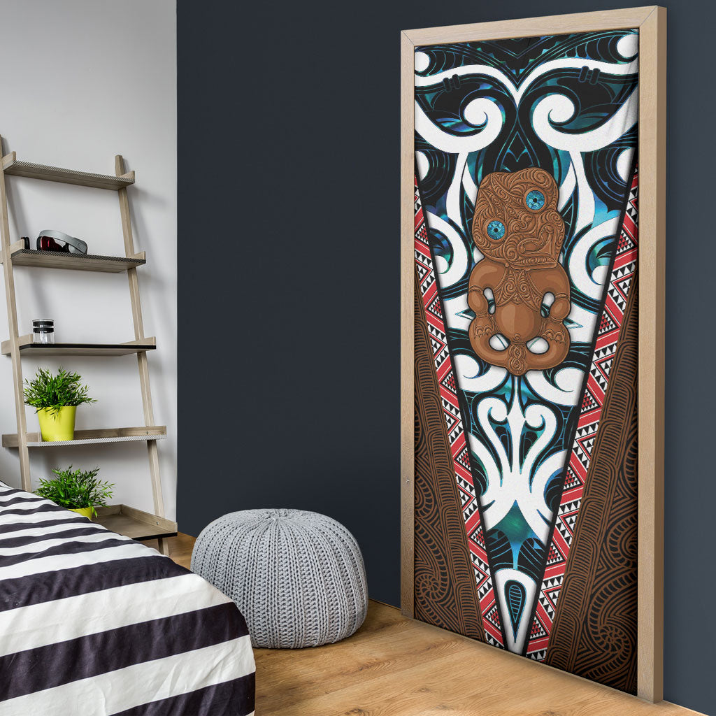 New Zealand Whakairo Door Cover Tiki Maori Carving Taniko Motifs LT14 - Polynesian Pride