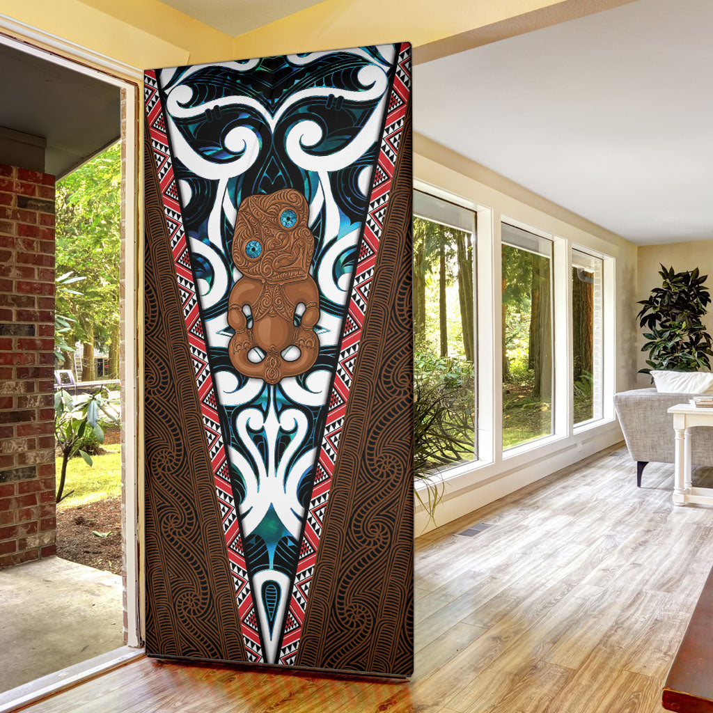 New Zealand Whakairo Door Cover Tiki Maori Carving Taniko Motifs LT14 - Polynesian Pride
