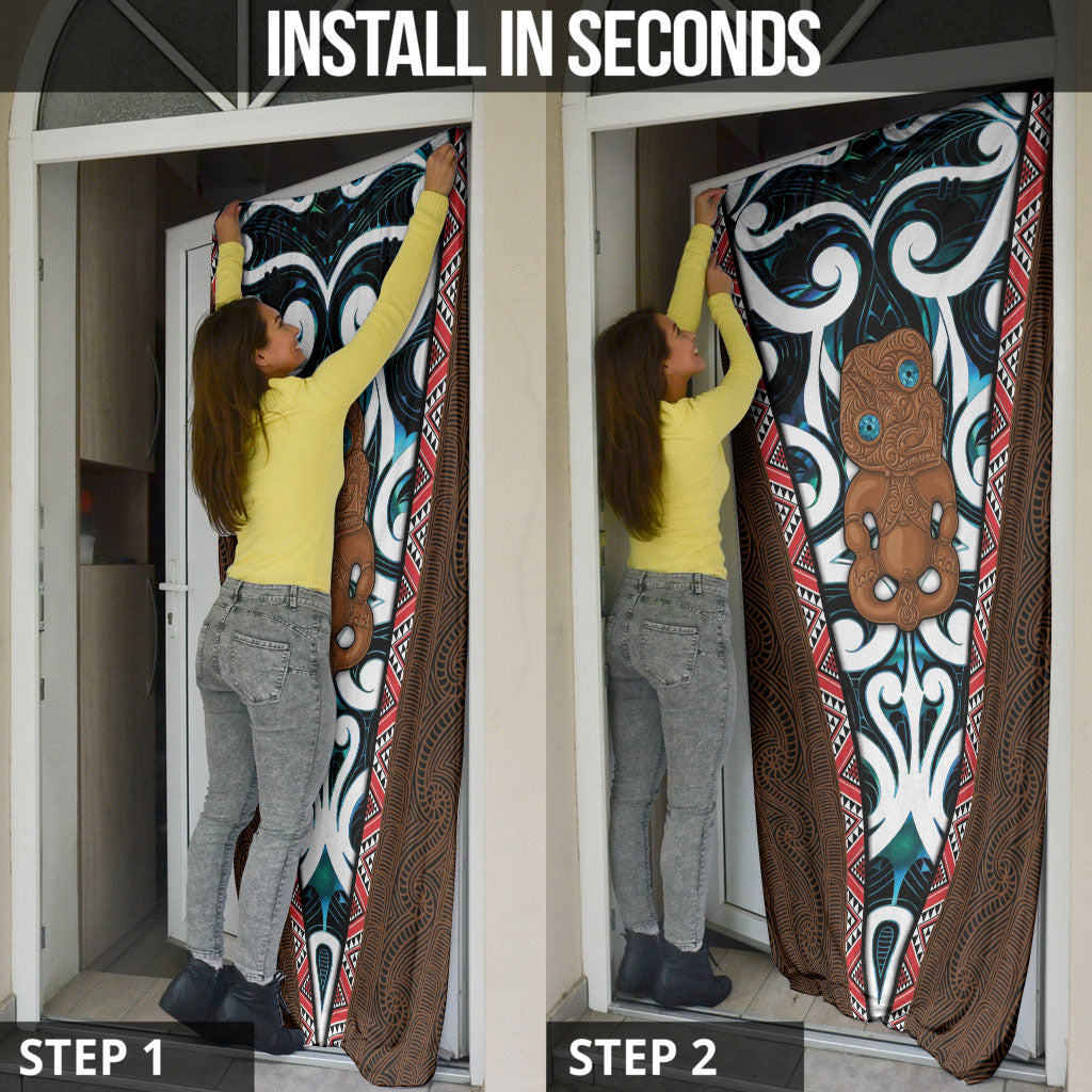 New Zealand Whakairo Door Cover Tiki Maori Carving Taniko Motifs LT14 - Polynesian Pride