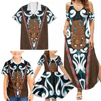 New Zealand Whakairo Family Matching Summer Maxi Dress and Hawaiian Shirt Tiki Maori Carving Taniko Motifs LT14 - Polynesian Pride