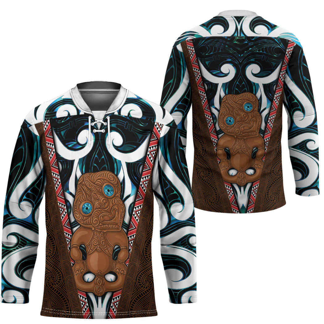 New Zealand Whakairo Hockey Jersey Tiki Maori Carving Taniko Motifs LT14 - Polynesian Pride