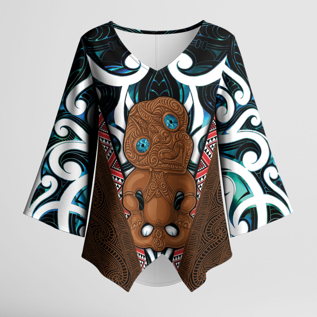 New Zealand Whakairo Kimono Sleeve Blouse Tiki Maori Carving Taniko Motifs LT14 Female Multicolor - Polynesian Pride