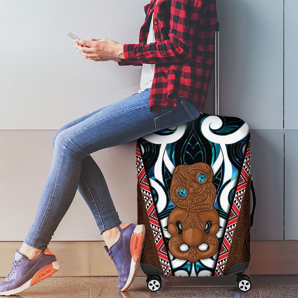 New Zealand Whakairo Luggage Cover Tiki Maori Carving Taniko Motifs LT14 - Polynesian Pride