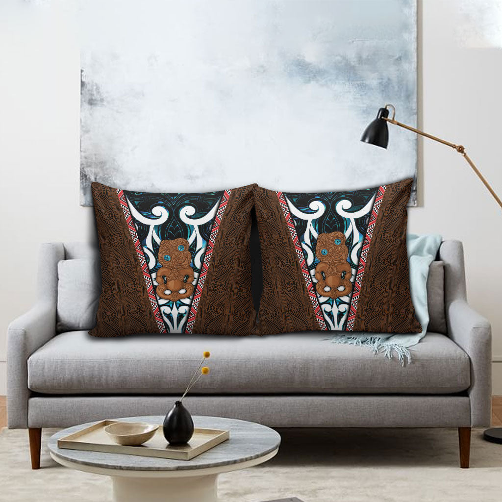 New Zealand Whakairo Pillow Cover Tiki Maori Carving Taniko Motifs LT14 - Polynesian Pride