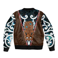 New Zealand Whakairo Sleeve Zip Bomber Jacket Tiki Maori Carving Taniko Motifs LT14 - Polynesian Pride