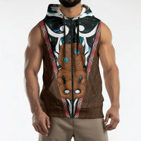 New Zealand Whakairo Sleeveless Zip Hoodie Tiki Maori Carving Taniko Motifs LT14 - Polynesian Pride