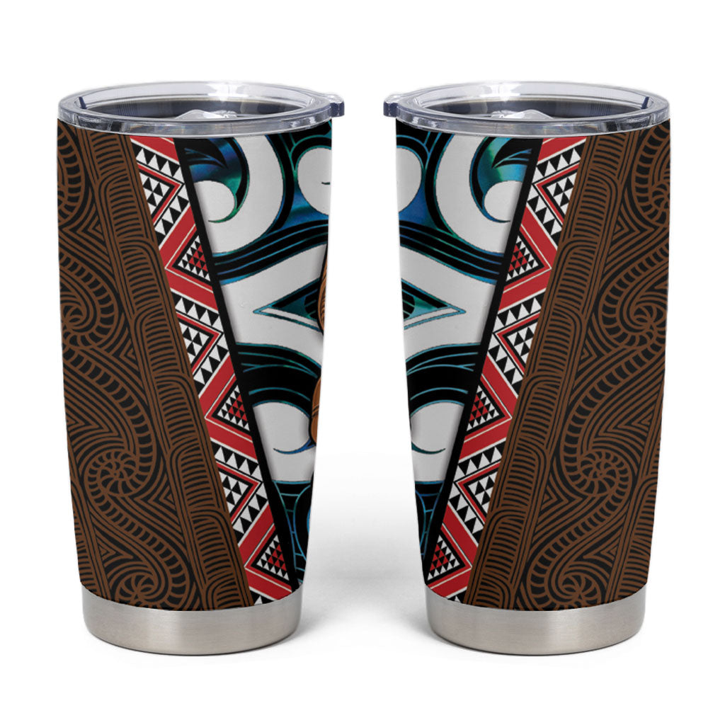 New Zealand Whakairo Tumbler Cup Tiki Maori Carving Taniko Motifs LT14 Multicolor - Polynesian Pride