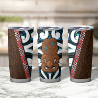 New Zealand Whakairo Tumbler Cup Tiki Maori Carving Taniko Motifs LT14 - Polynesian Pride