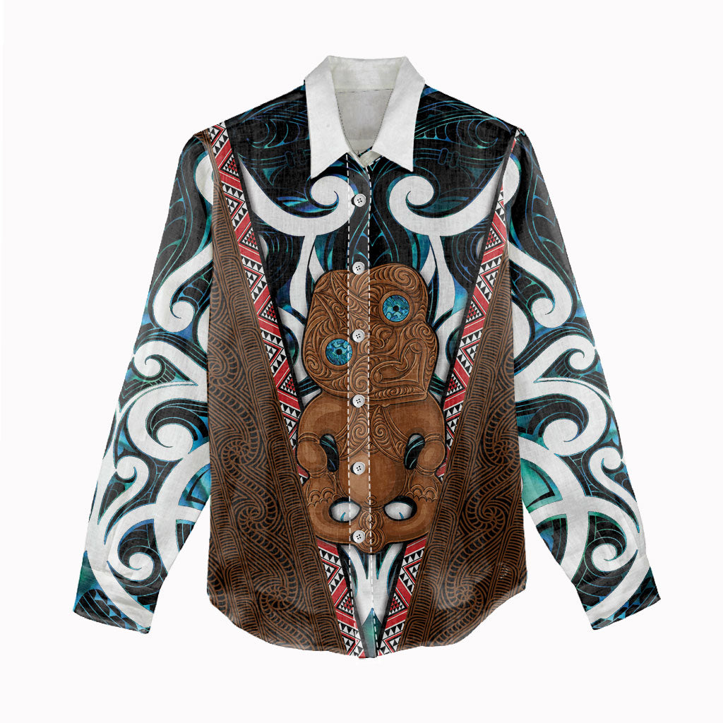 New Zealand Whakairo Women Casual Shirt Tiki Maori Carving Taniko Motifs LT14 - Polynesian Pride