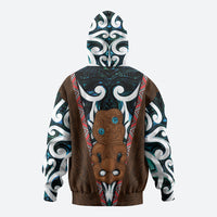 New Zealand Whakairo Zip Hoodie Tiki Maori Carving Taniko Motifs LT14 - Polynesian Pride