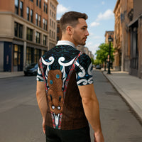 New Zealand Whakairo Zipper Polo Shirt Tiki Maori Carving Taniko Motifs LT14 - Polynesian Pride