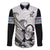 Fiji Tapa Rugby Family Matching Long Sleeve Bodycon Dress and Hawaiian Shirt Flying Fijian 2023 World Cup With Dabbing Ball LT14 Dad's Shirt - Long Sleeve White - Polynesian Pride