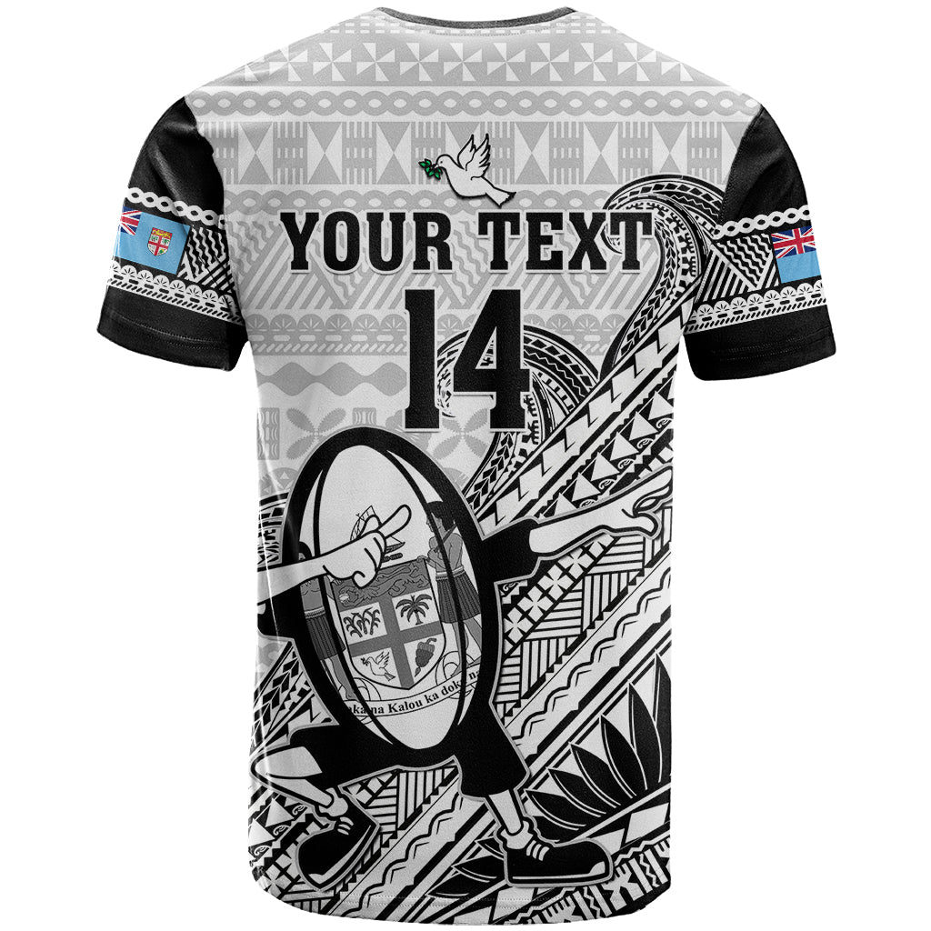 Custom Fiji Tapa Rugby T Shirt Flying Fijian 2023 World Cup With Dabbing Ball LT14 - Polynesian Pride