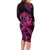 Polynesia Breast Cancer Awareness Family Matching Long Sleeve Bodycon Dress and Hawaiian Shirt No One Fights Alone Pink Ribbon With Butterfly LT14 - Polynesian Pride