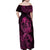 Polynesia Breast Cancer Awareness Family Matching Off Shoulder Maxi Dress and Hawaiian Shirt No One Fights Alone Pink Ribbon With Butterfly LT14 - Polynesian Pride