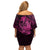 Polynesia Breast Cancer Awareness Family Matching Off Shoulder Short Dress and Hawaiian Shirt No One Fights Alone Pink Ribbon With Butterfly LT14 - Polynesian Pride