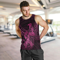 Polynesia Breast Cancer Awareness Men Tank Top No One Fights Alone Pink Ribbon With Butterfly LT14 - Polynesian Pride