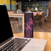 Polynesia Breast Cancer Awareness Skinny Tumbler No One Fights Alone Pink Ribbon With Butterfly
