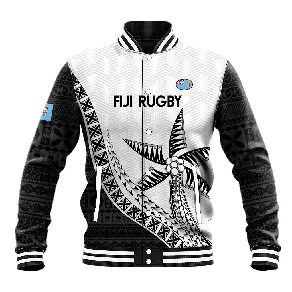 Custom Fiji Rugby Baseball Jacket Go Champions Fijian Tapa Cloth LT14 Unisex White - Polynesian Pride