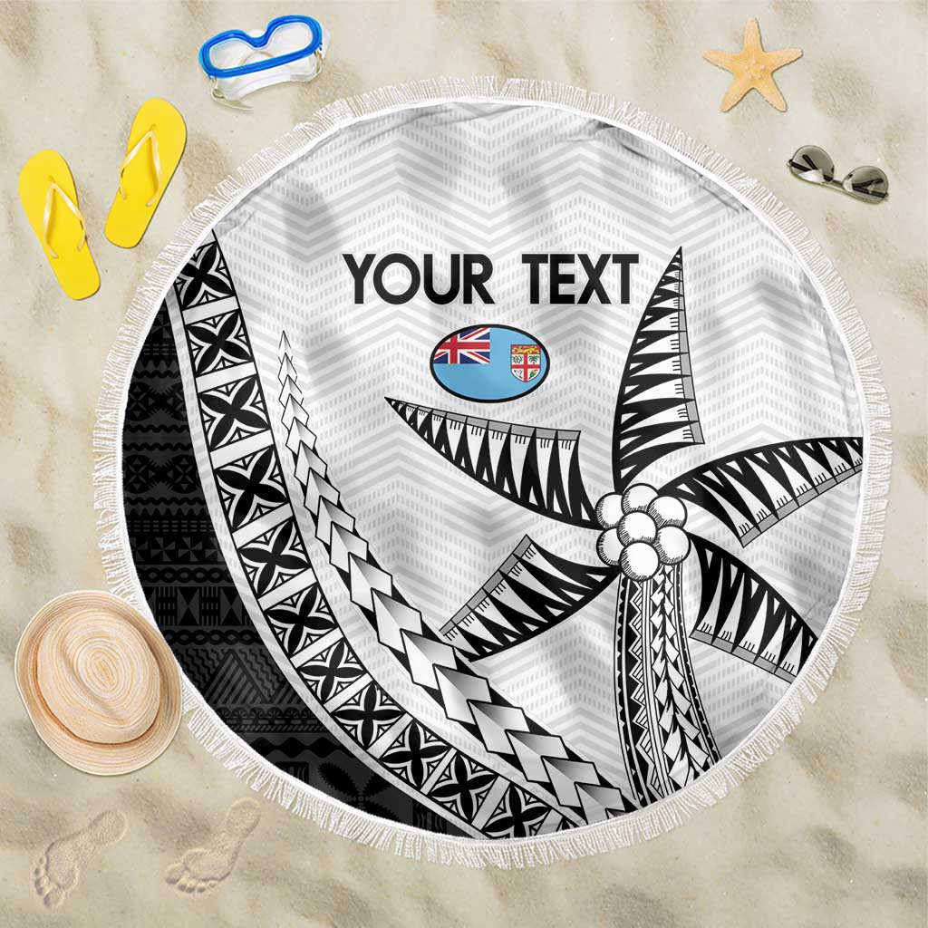 Custom Fiji Rugby Beach Blanket Go Champions Fijian Tapa Cloth LT14 One Size 150cm White - Polynesian Pride