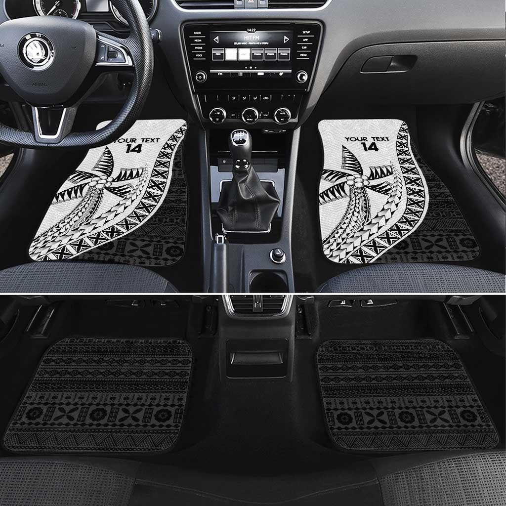 Custom Fiji Rugby Car Mats Go Champions Fijian Tapa Cloth LT14 Set 4pcs White - Polynesian Pride