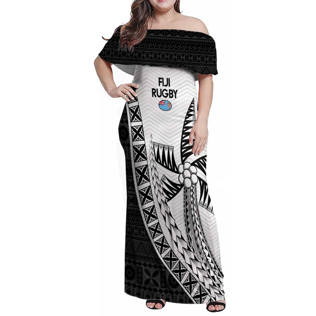 Custom Fiji Rugby Family Matching Off Shoulder Maxi Dress and Hawaiian Shirt Go Champions Fijian Tapa Cloth