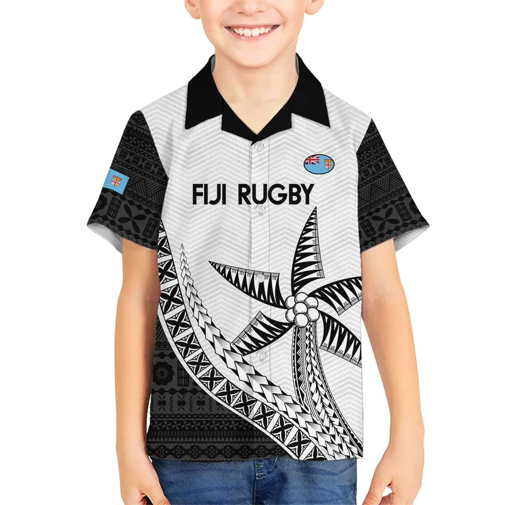 Custom Fiji Rugby Family Matching Short Sleeve Bodycon Dress and Hawaiian Shirt Go Champions Fijian Tapa Cloth LT14 Son's Shirt White - Polynesian Pride