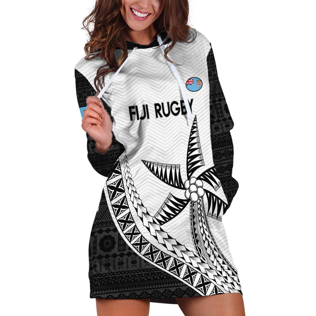 Custom Fiji Rugby Hoodie Dress Go Champions Fijian Tapa Cloth LT14 White - Polynesian Pride