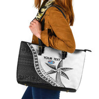 Custom Fiji Rugby Leather Tote Bag Go Champions Fijian Tapa Cloth LT14 White - Polynesian Pride