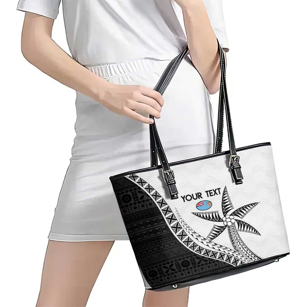 Custom Fiji Rugby Leather Tote Bag Go Champions Fijian Tapa Cloth LT14 - Polynesian Pride
