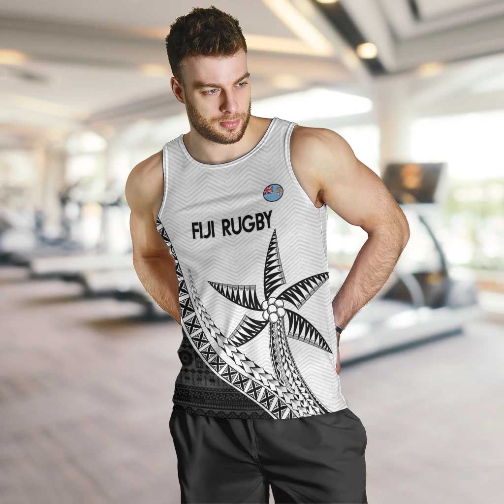 Custom Fiji Rugby Men Tank Top Go Champions Fijian Tapa Cloth LT14 White - Polynesian Pride