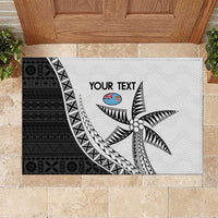 Custom Fiji Rugby Rubber Doormat Go Champions Fijian Tapa Cloth LT14 White - Polynesian Pride