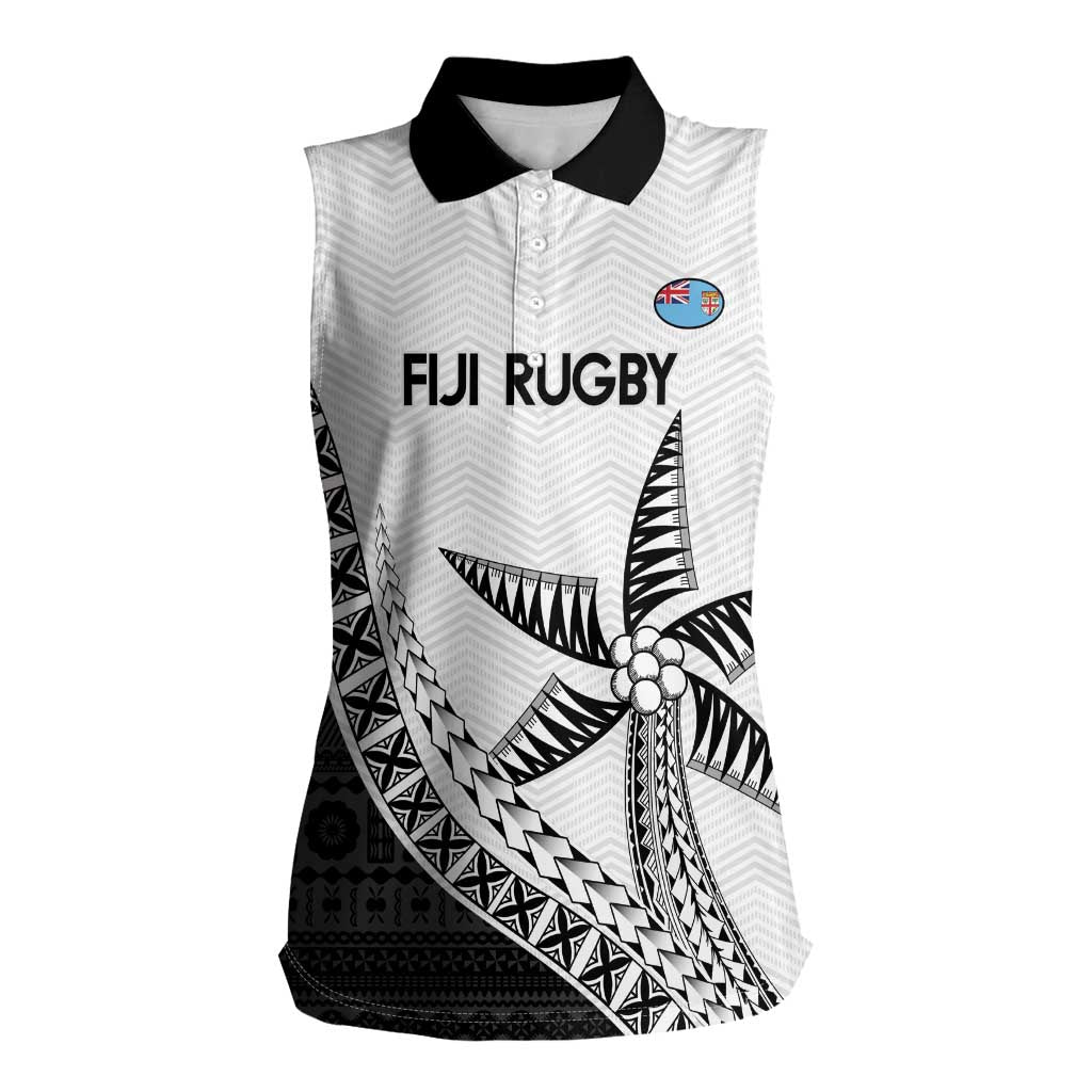 Custom Fiji Rugby Women Sleeveless Polo Shirt Go Champions Fijian Tapa Cloth